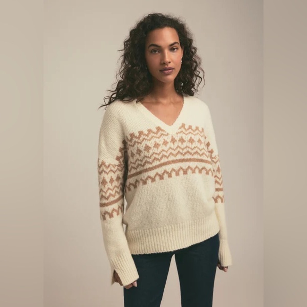 NWT Favorite Daughter Winter William Fair Isle Cashmere Wool Sweater XS